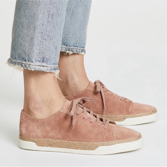 Vince Womens Jadon Low Top Espadrille Sneaker Blush Pink Size 8 Suede Upper - Picture 1 of 9